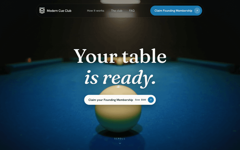 Modern Cue Club booking platform