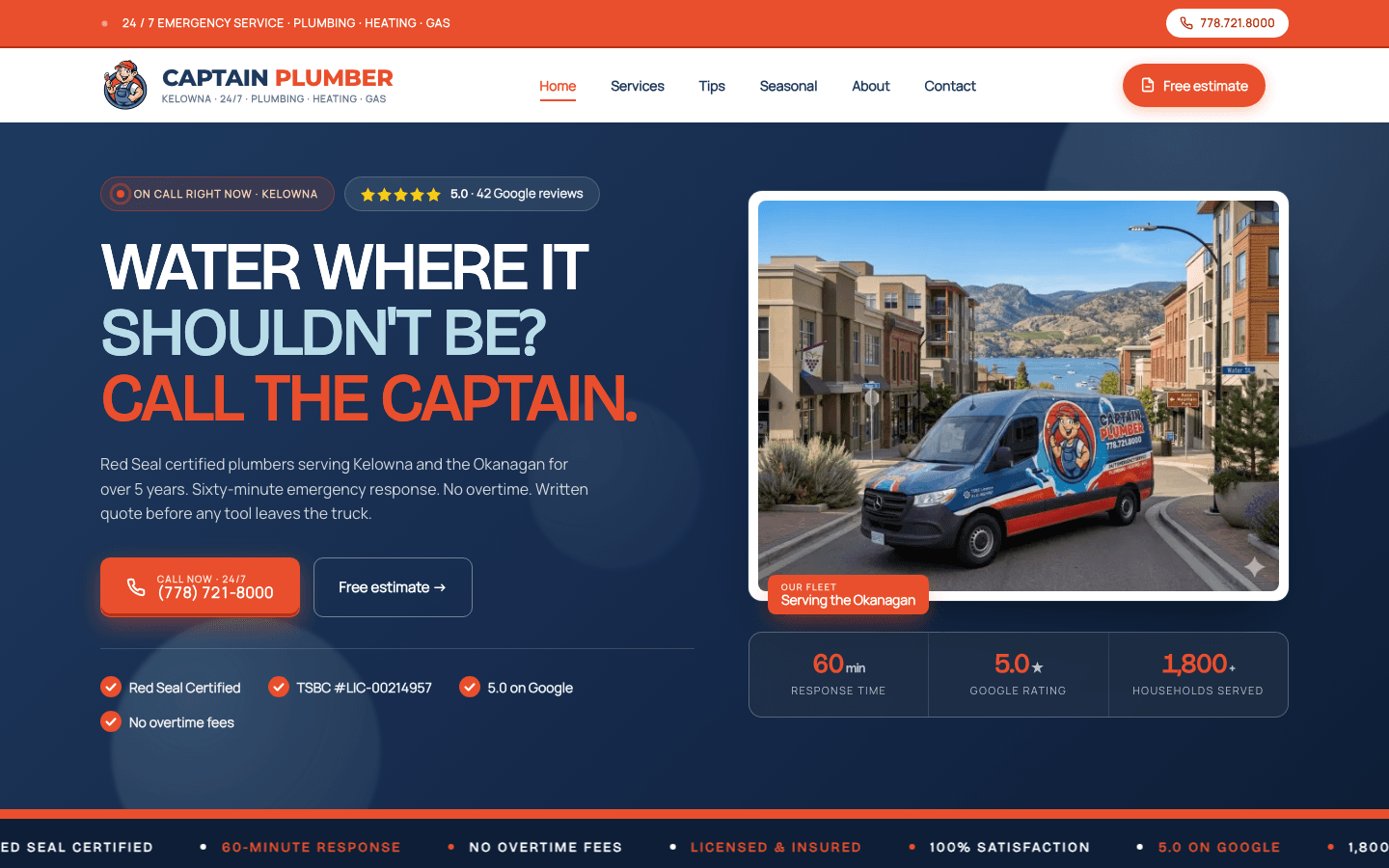 Captain Plumber website screenshot