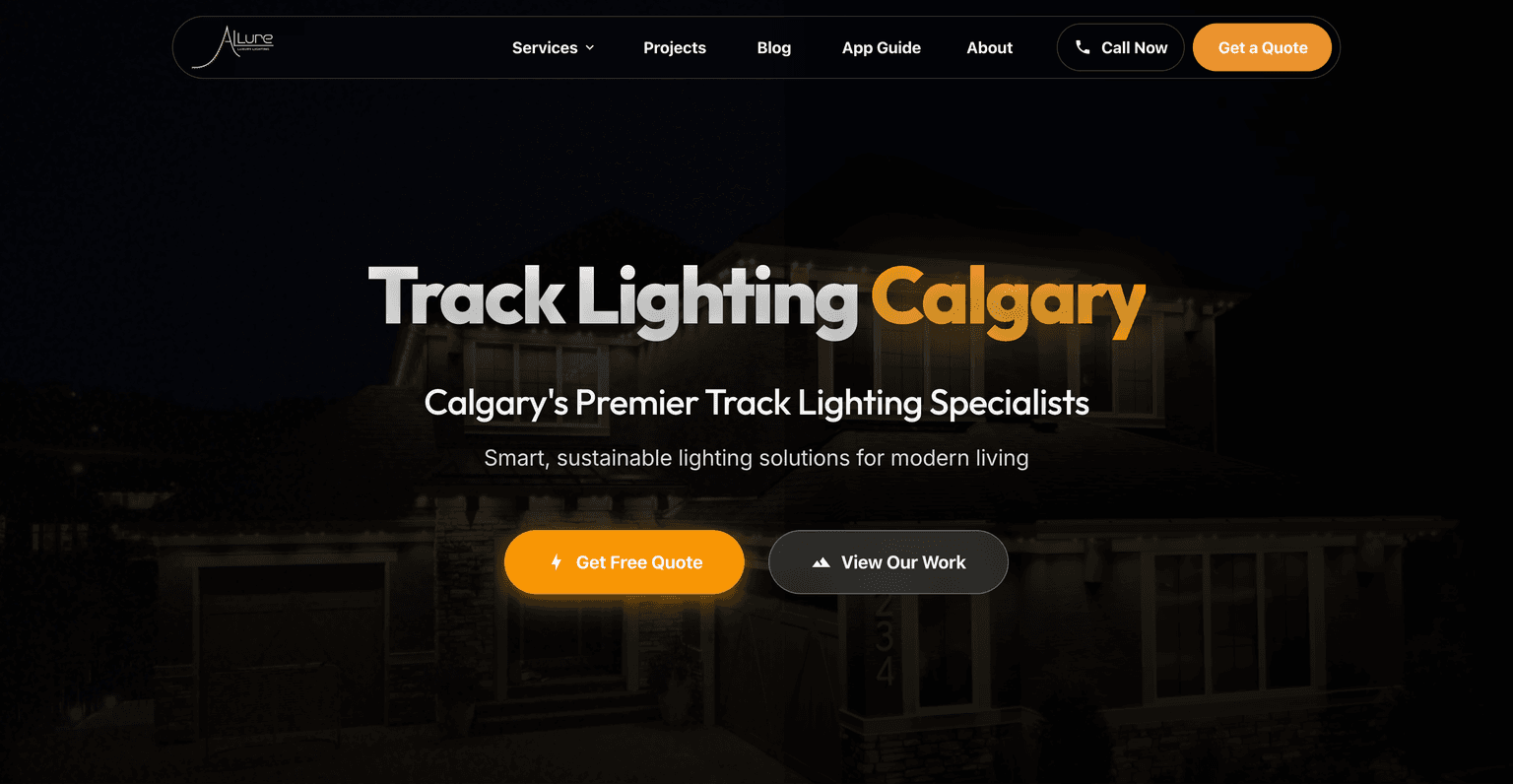 Allure Lighting website screenshot